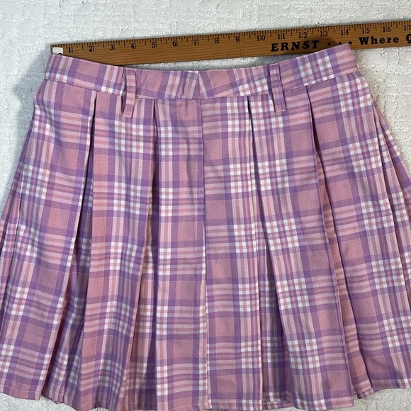 Sweet Society pink purple plaid pleated mini skirt from Hot Topic M - Picture 3 of 7